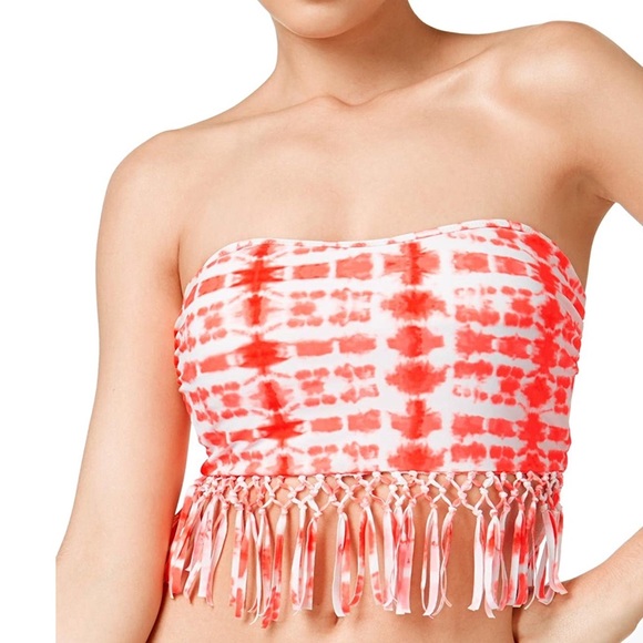 Raisins Other - NWT Neon Orange Fringe Swim Top